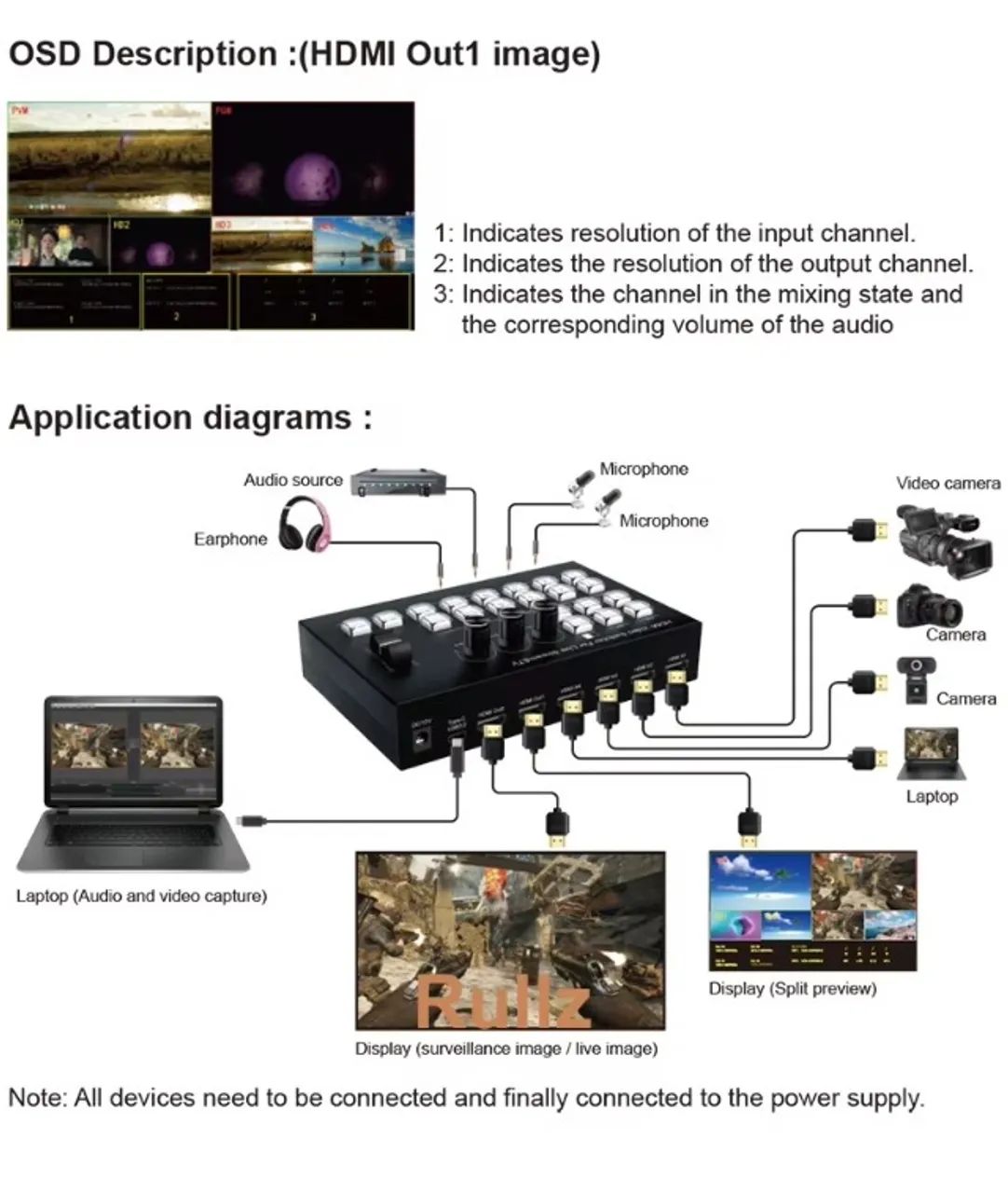 Mesa  4 canais hdmi de vídeo switcher captura de vídeo 1080p60 streaming - Foto 2