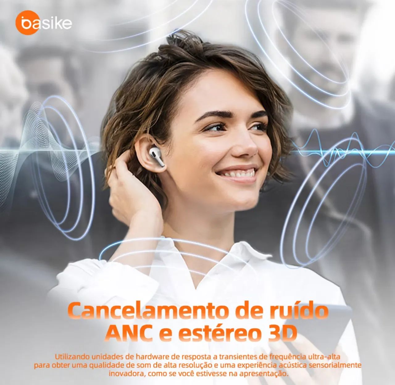 Fone de ouvido basike bluetooth Tela colorida de toque   - Foto 5