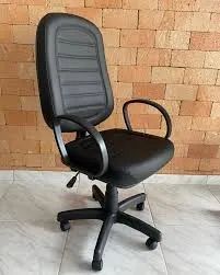 CADEIRAS ESCRITORIO!! POLTRONA PRESIDENTE ALTA COURO ECOLOGICO PRETO -ZAP-71- * - Foto 4