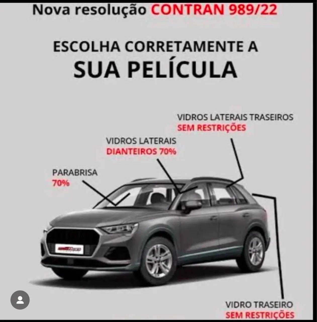 Película para Vidro de Carro - Nova Resolução CONTRAN 989/22