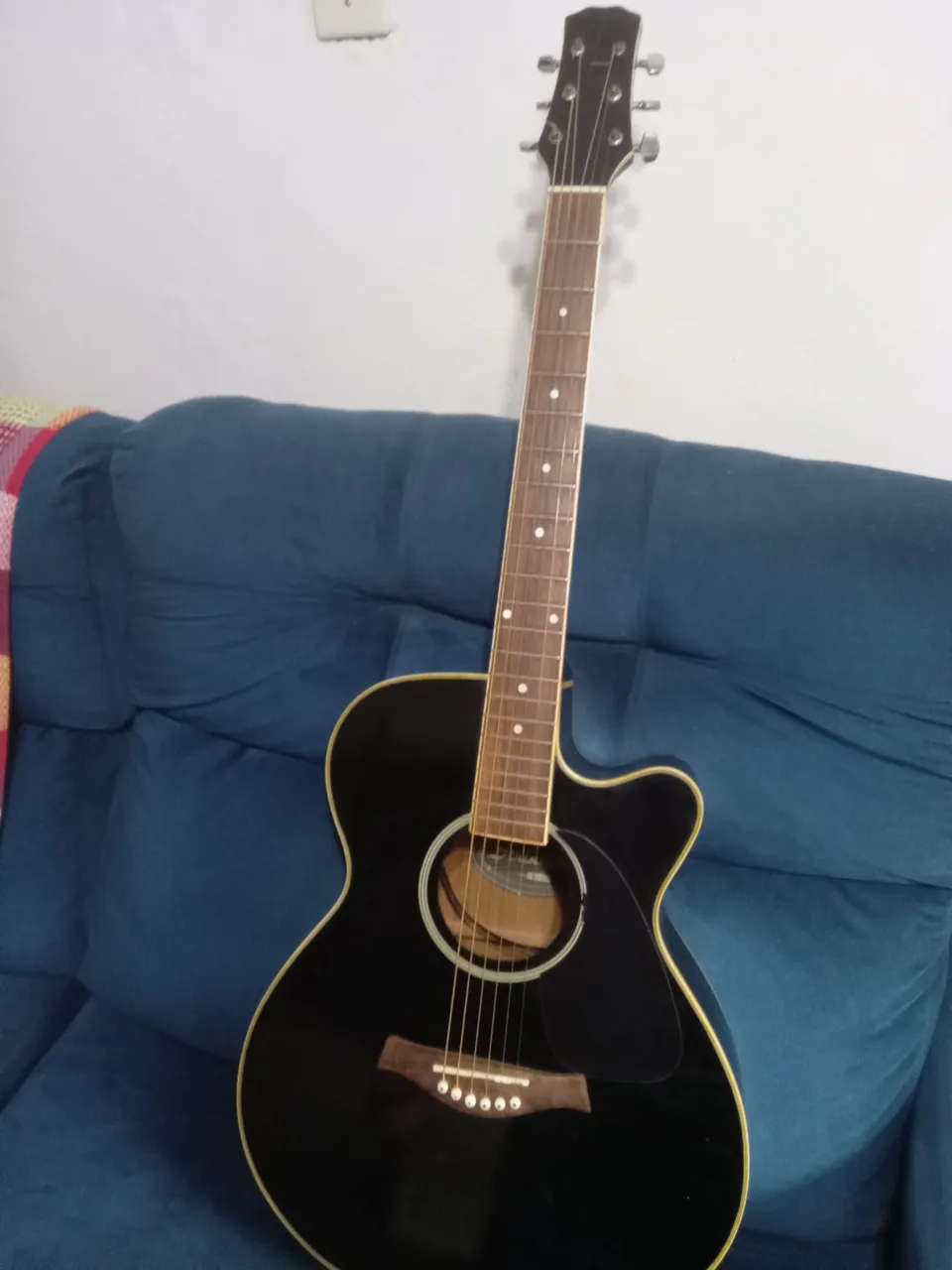 Violão Acústico Preto eletroacustico fone *