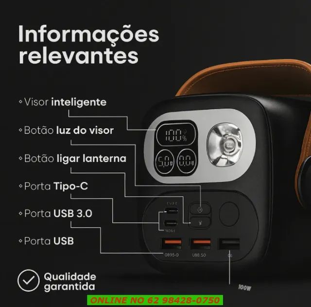 Carregador Power Bank 60.000mah Portatil Starlink 100w Turbo celular  - Foto 4