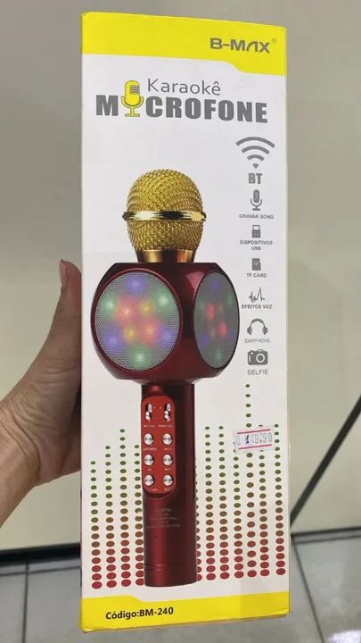 Microfone Karaokê Bluetooth Bmax BM-240 - Folia e Diversão Garantida -Loja Coimbra Entrega
