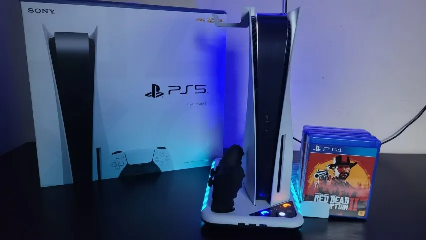 Ps5 Mídia Física Completo C/ 5 Jogos (red Dead 2, F1, Fifa 22) + Base + Cooler Pronto Pra