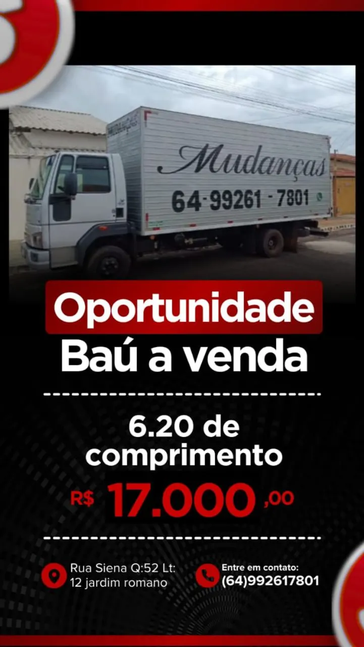 Baú para caminhão - 6,20m - R$ 17.000