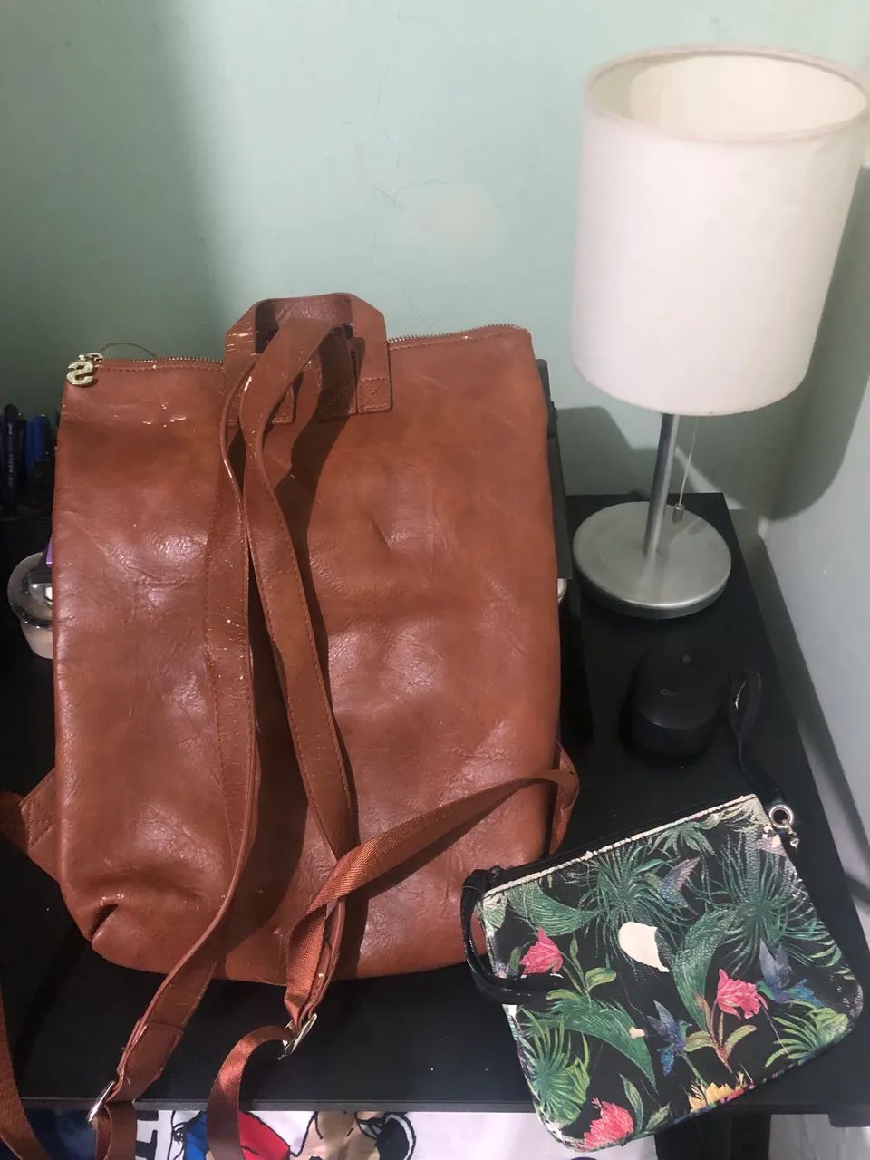 Mochila de couro + bolsa pequena de mão  - Foto 2