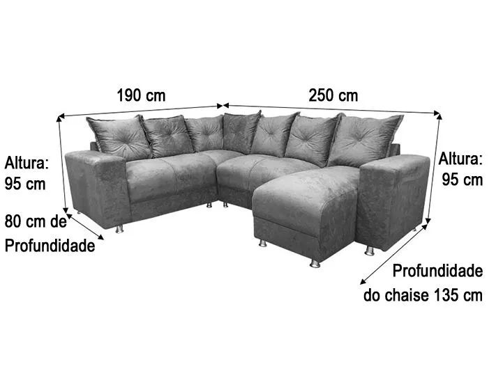 Sofá de Canto Suede Marrom 5 Lugares com Chaise - Foto 4
