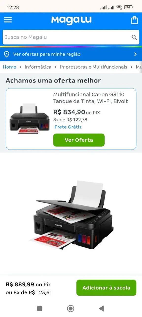 Impressora Canon PIXMA G3100 - Sistema de Tinta Contínuo - Foto 2