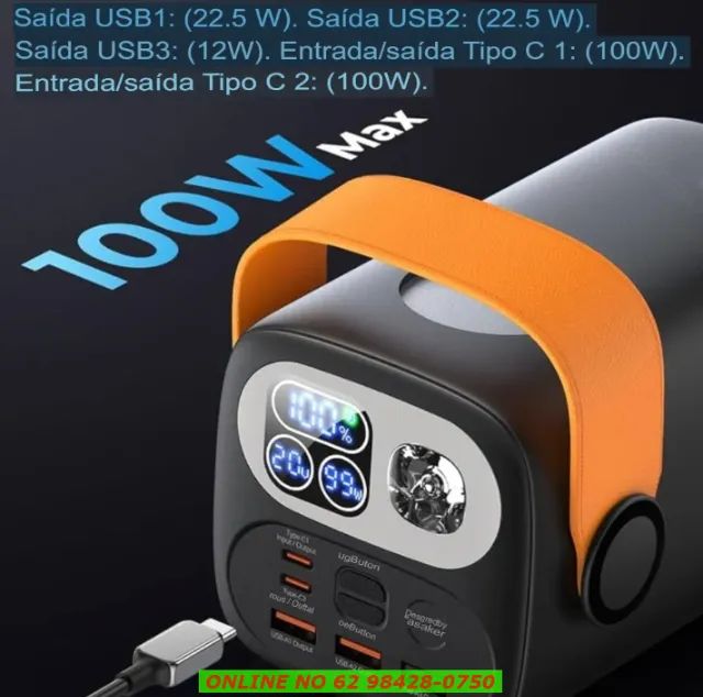 Carregador Power Bank 60.000mah Portatil Starlink 100w Turbo celular  - Foto 6