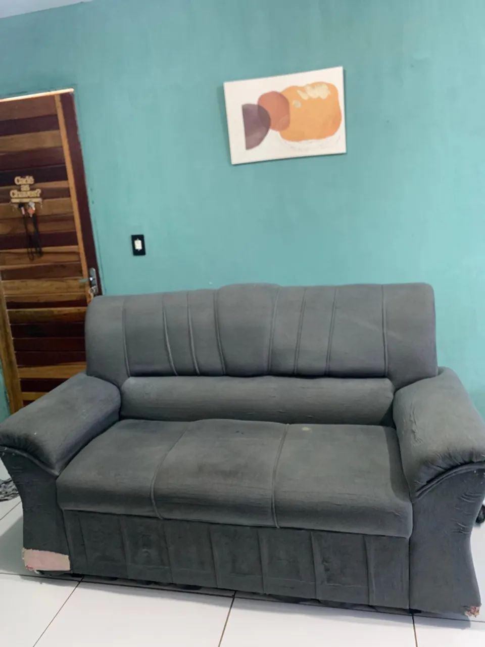 Sofá 3 lugares cinza