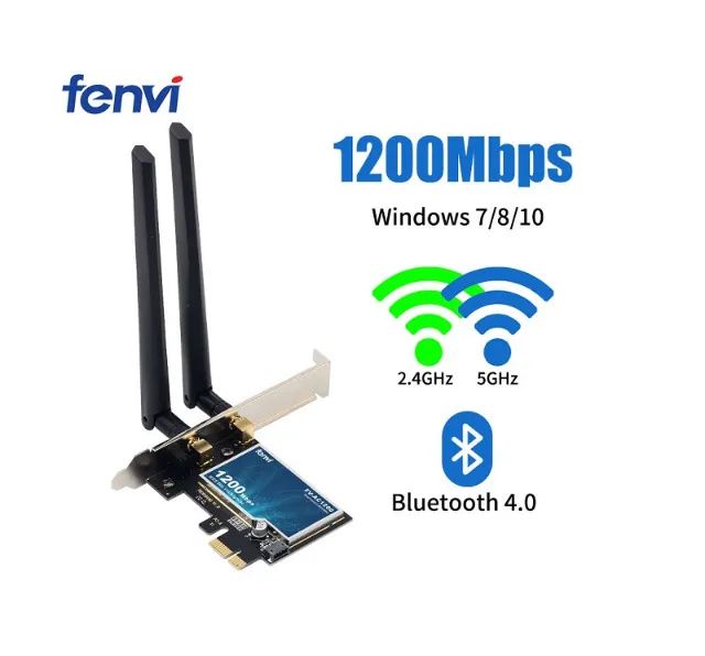 Placa de Rede Wifi Dual Band Pci-e Ac 1200Mbps Fenvi