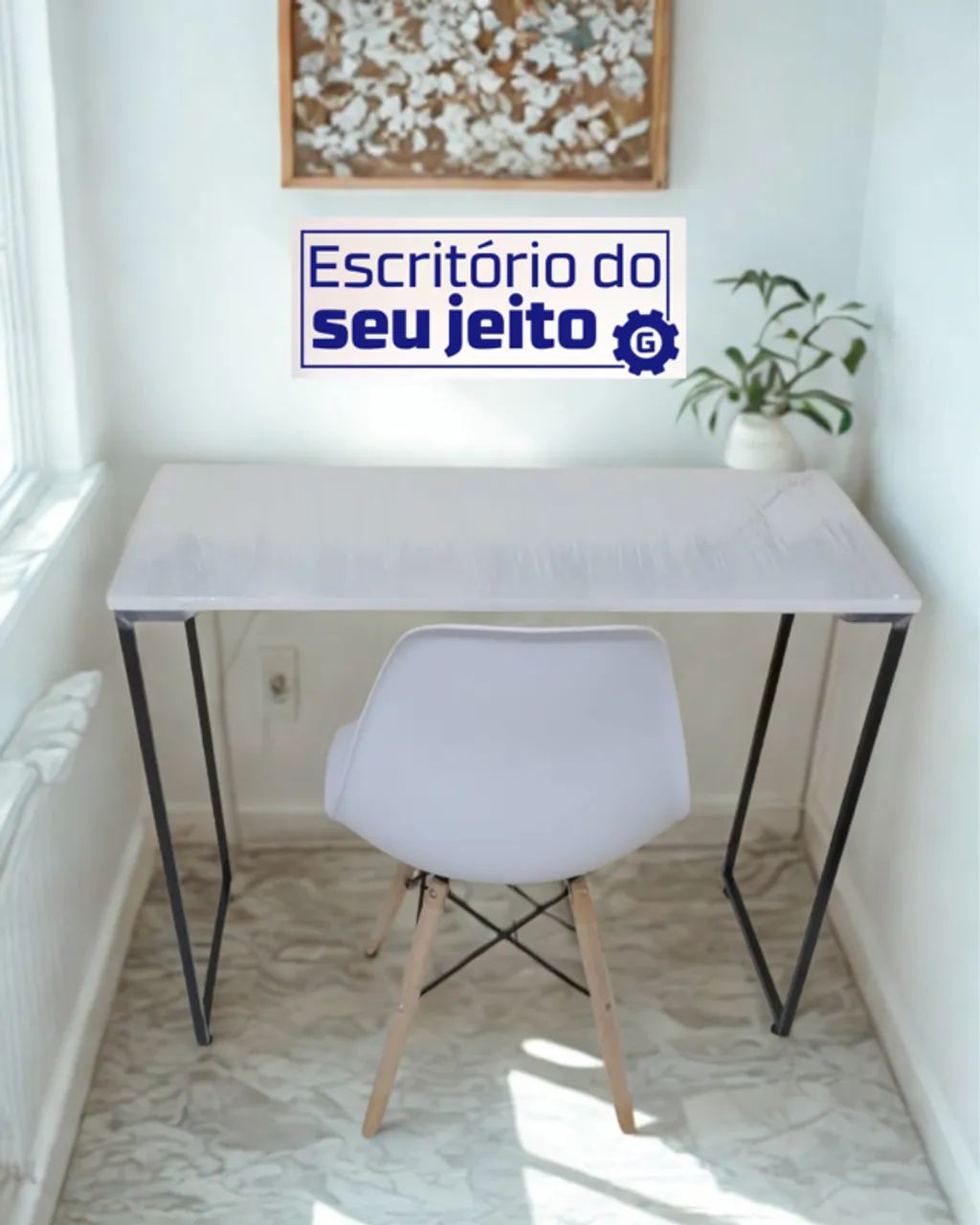 Escrivaninha NOVA Mesa Estilo Industrial Multiuso para Notebook de Estudo Computador Birô - Foto 3