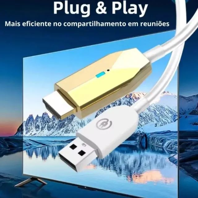 Cabo Extensor Hdmi Sem Fio, Transmissor E Receptor Dourado - Foto 4