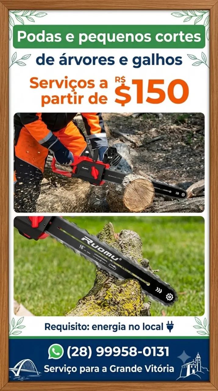 Poda e pequenos cortes de árvores. 