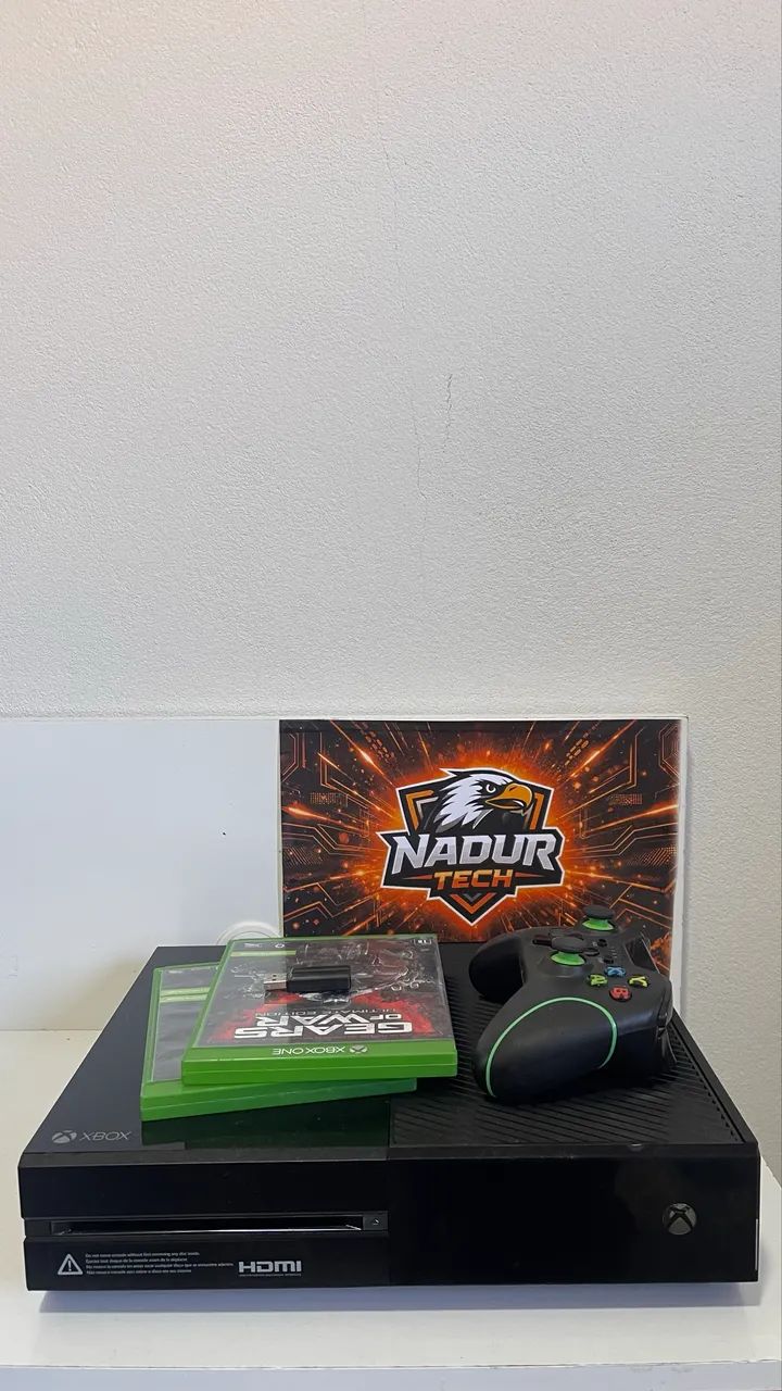 XBOX ONE FAT + CONTROLE + 2 JOGOS e com cabos - Foto 2