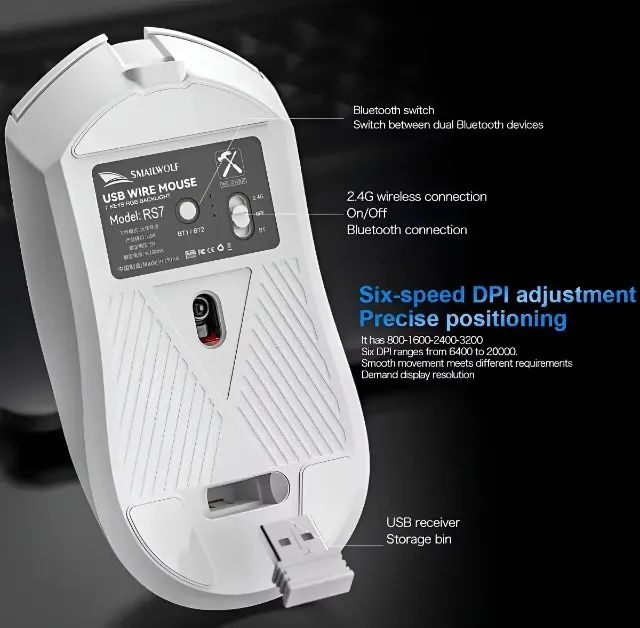 Mouse Gamer SmailWolf RS7 - Branco - Foto 3