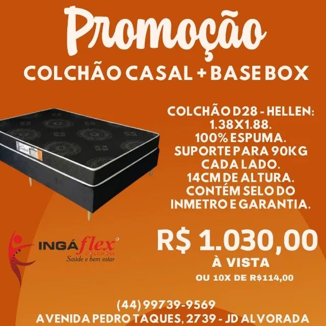 PROMOÇÃO - COLCHÃO DE ESPUMA CASAL + BASE BOX