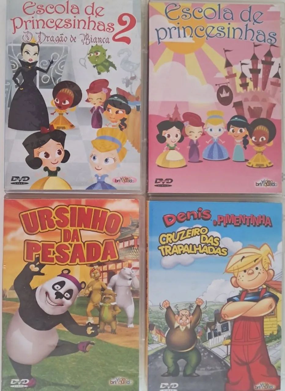Mini DVD lote com 4 - Escola Princesinhas, Denis o Pimentinha