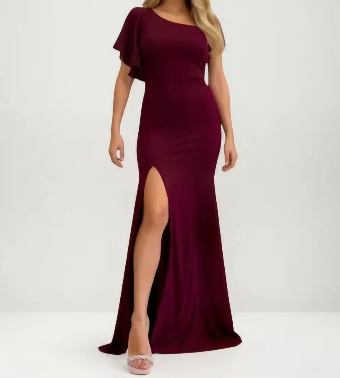 Vestido longo festa marsala