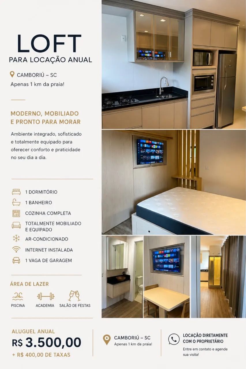 LOFT para locação em Camboriú!