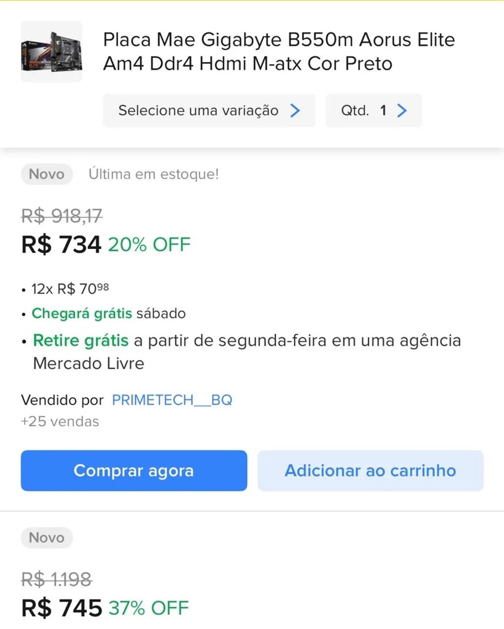 Placa-Mãe Gigabyte B550M AORUS Elite AM4 DDR4 - Foto 4