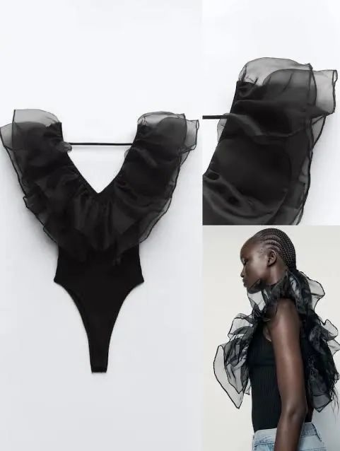 body zara babados organza 