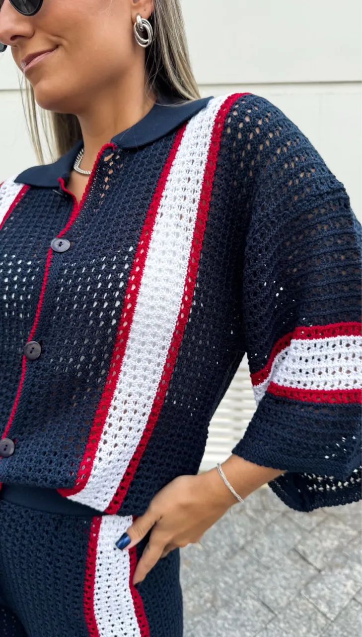 Conjunto em Tricot Listrado - Foto 3