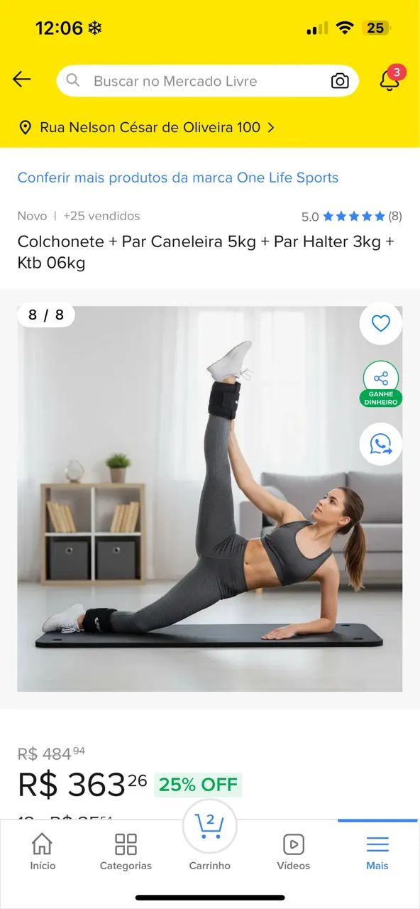 Vendo kit treino em casa 