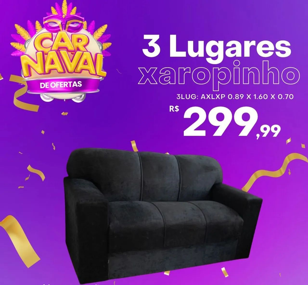 Sofá xaropinho três lugares 