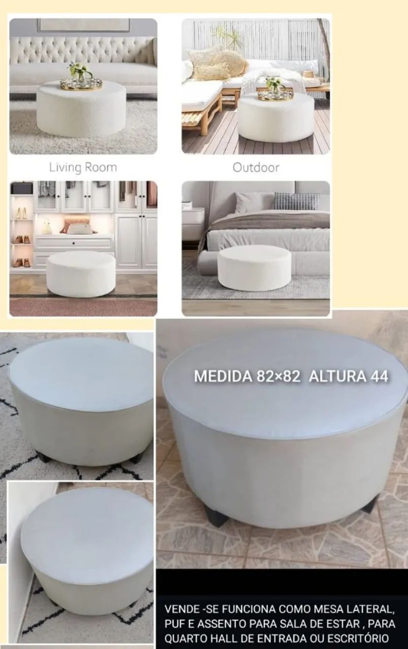 PUFF GRANDE FUNCIONA COMO MESA LATERAL ASSENTO PARA SALA DE ESTAR PARA QUARTO ESCRITÓRIO  - Foto 4