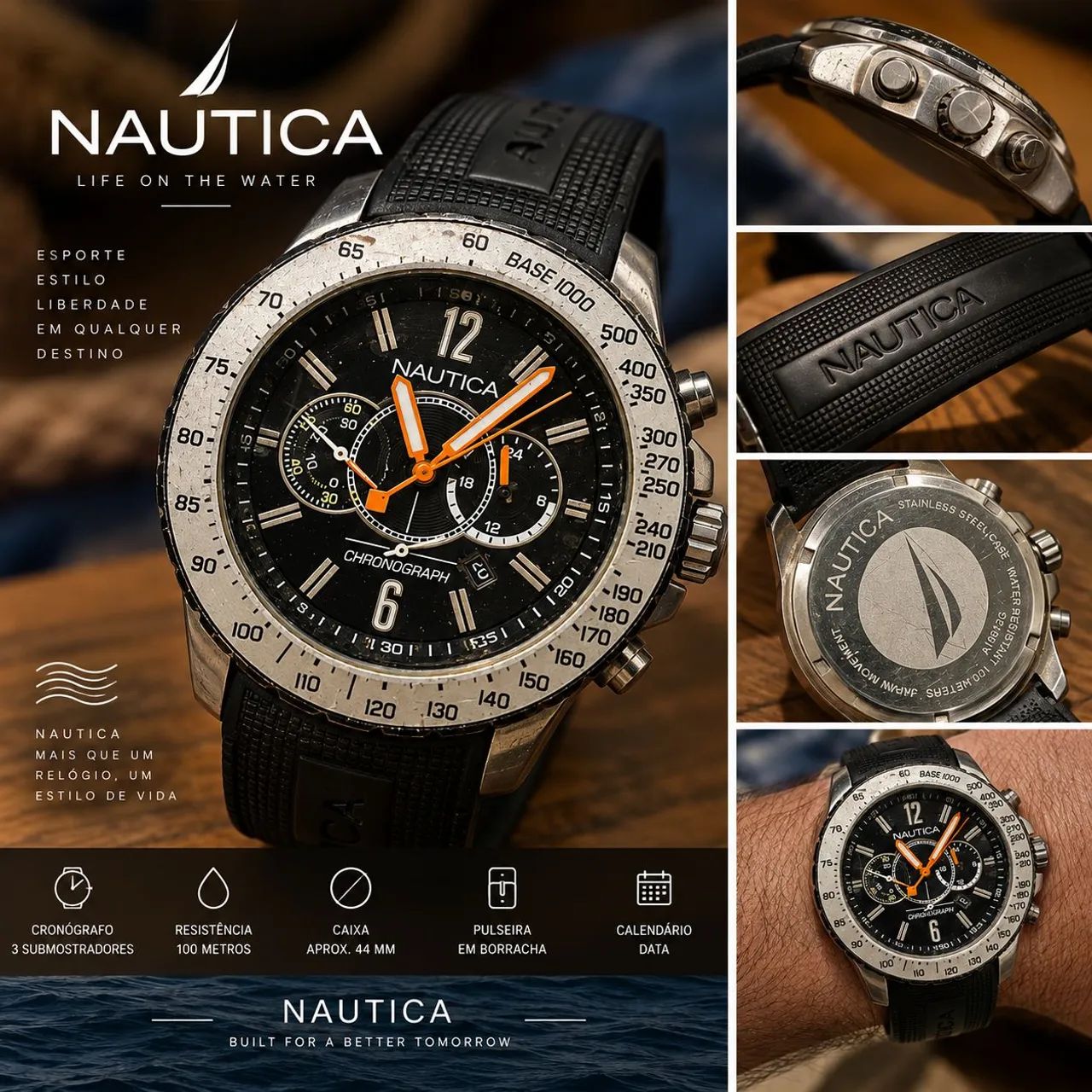 NAUTICA CHRONOGRAPH ? BLACK & ORANGE