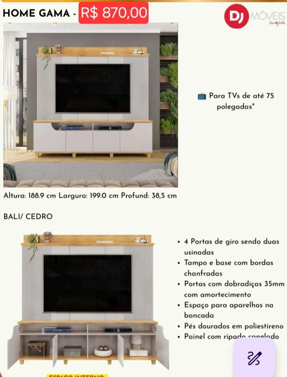 Home Gama p/tvs até 75 polegadas (leia a descrição) - Foto 2