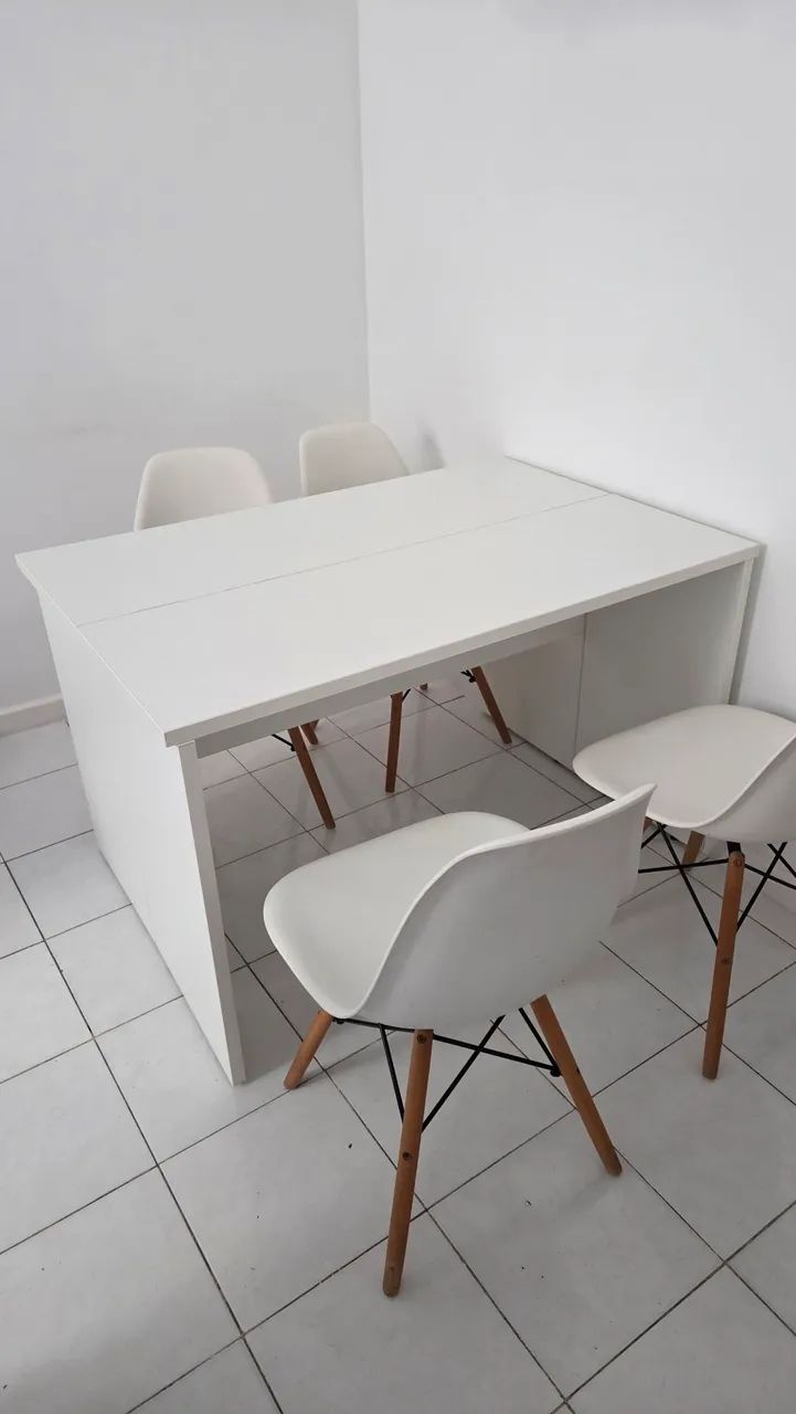 Mesa Dobrável 4 lugares branca