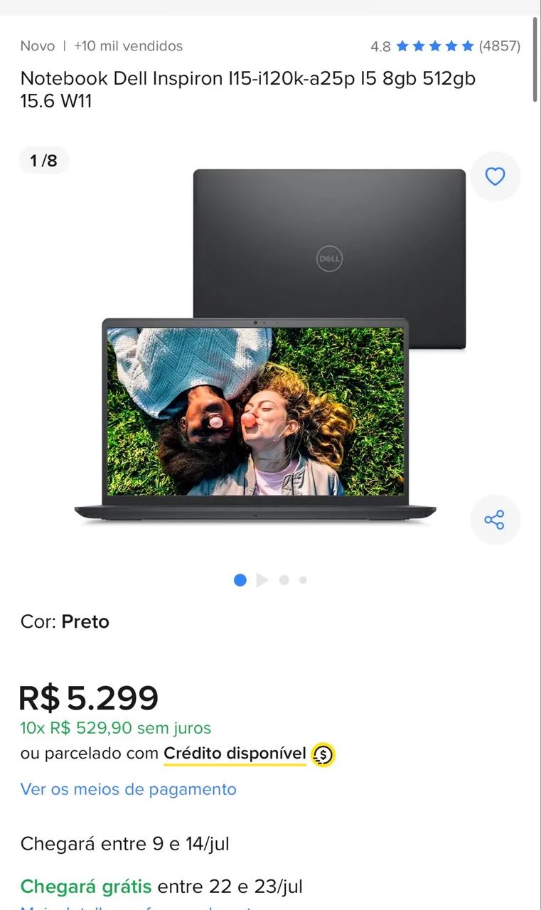 Notebook Dell Inspiron 15 polegadas - 8gb - Foto 4