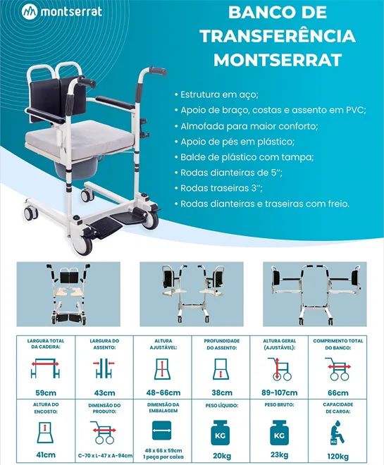 Cadeira de transferência para pessoas acamadas