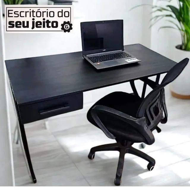 Escrivaninha Nova com Gaveta 1,20M Mesa Reforçada Multiuso Escritório Computador Notebook - Foto 3