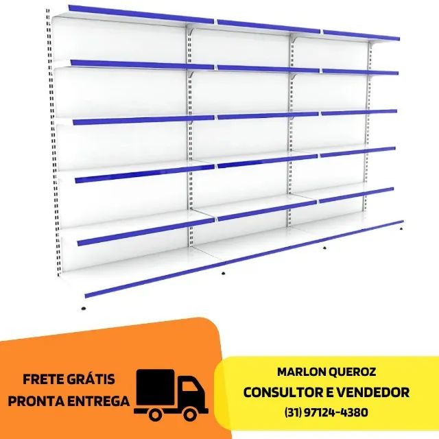 Gôndola de Parede Branca 6 Bandejas Polar