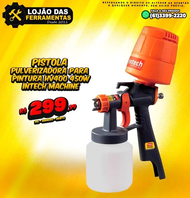 Pistola Pulverizadora Para Pintura HV400 450W Intech Machine