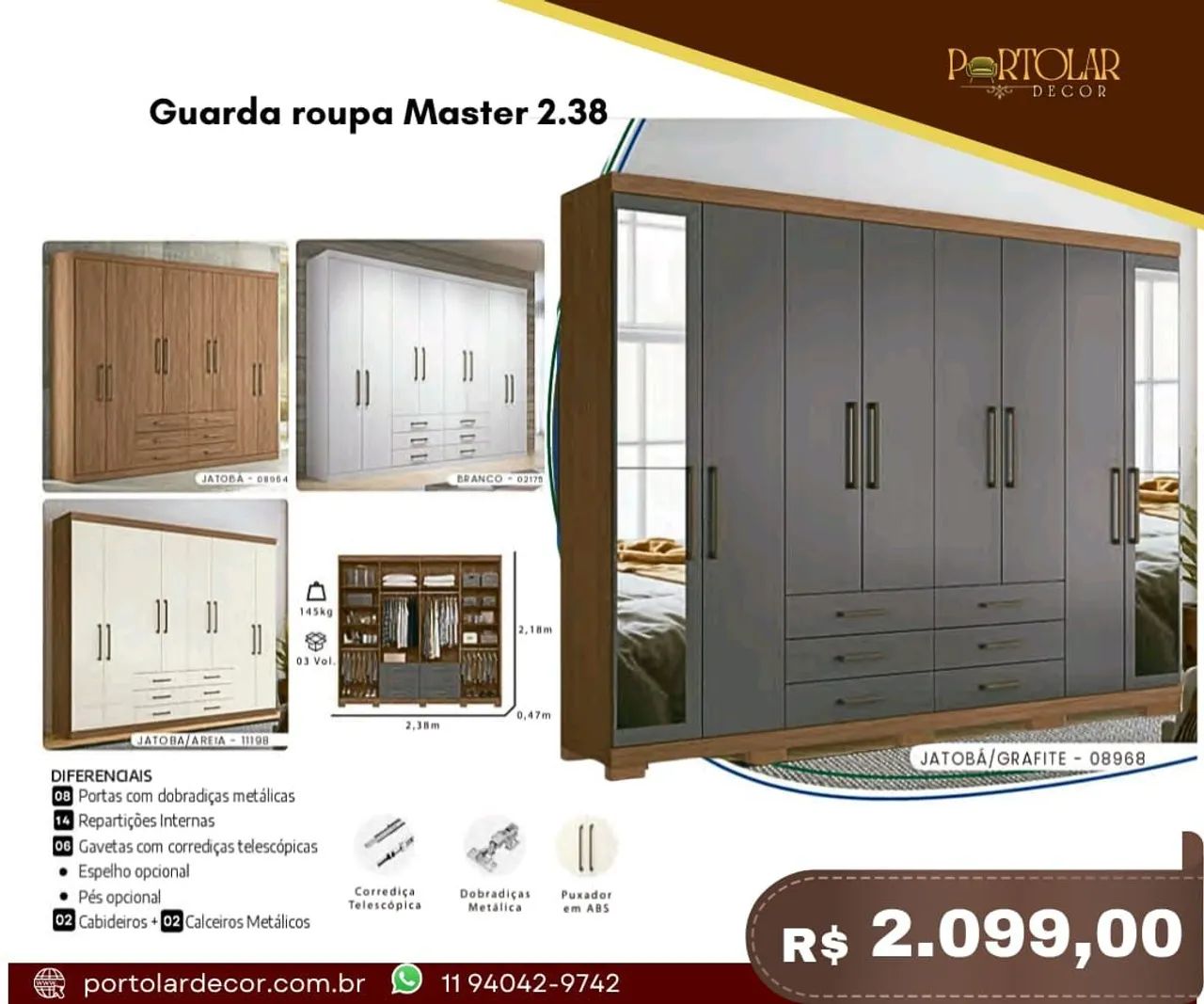 Guarda Roupa Master 2.38 - à pronta entrega 