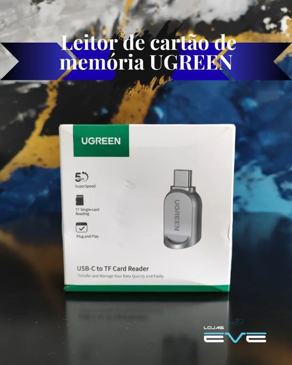Leitor de cartão de memória UGREEN, lacrado!