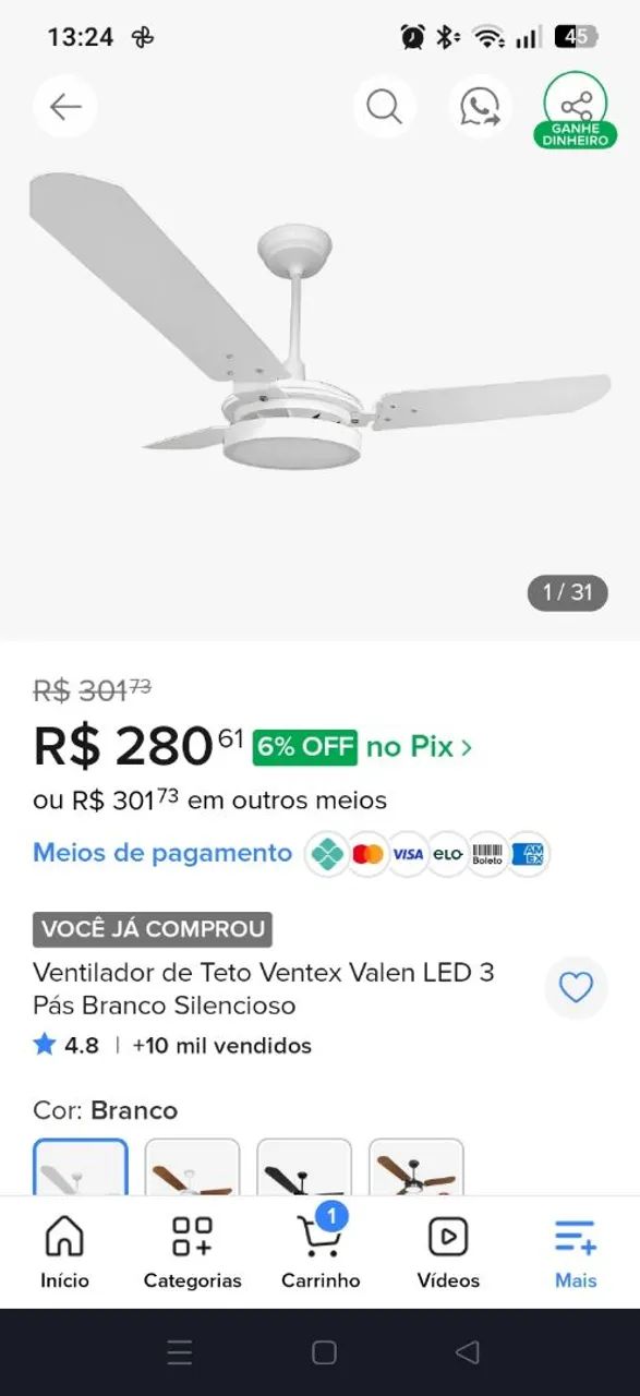 Vendo Ventilador de Teto  - Foto 4