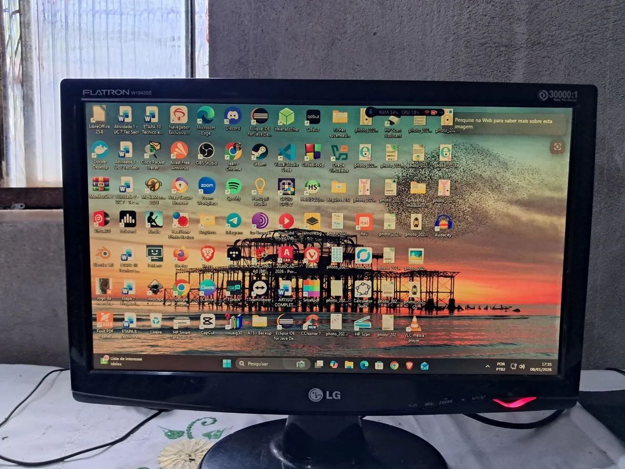 Monitor LG LCD 18,5 Polegadas Flatron usado