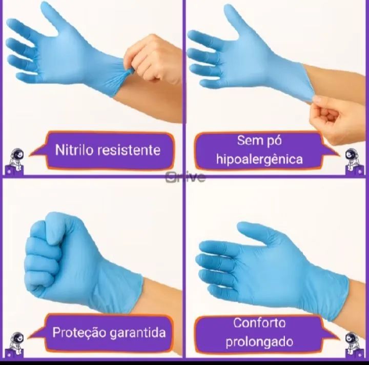 Luva nitrilica azul  - Foto 5