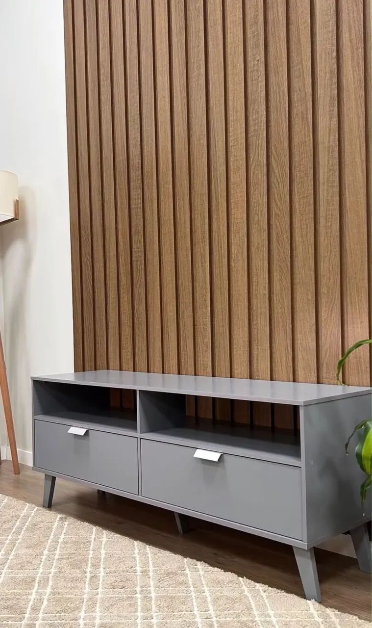 Rack para TV até 55 Polegadas Madesa Oslo com 2 Portas Cinza Cor:Cinza - Foto 3