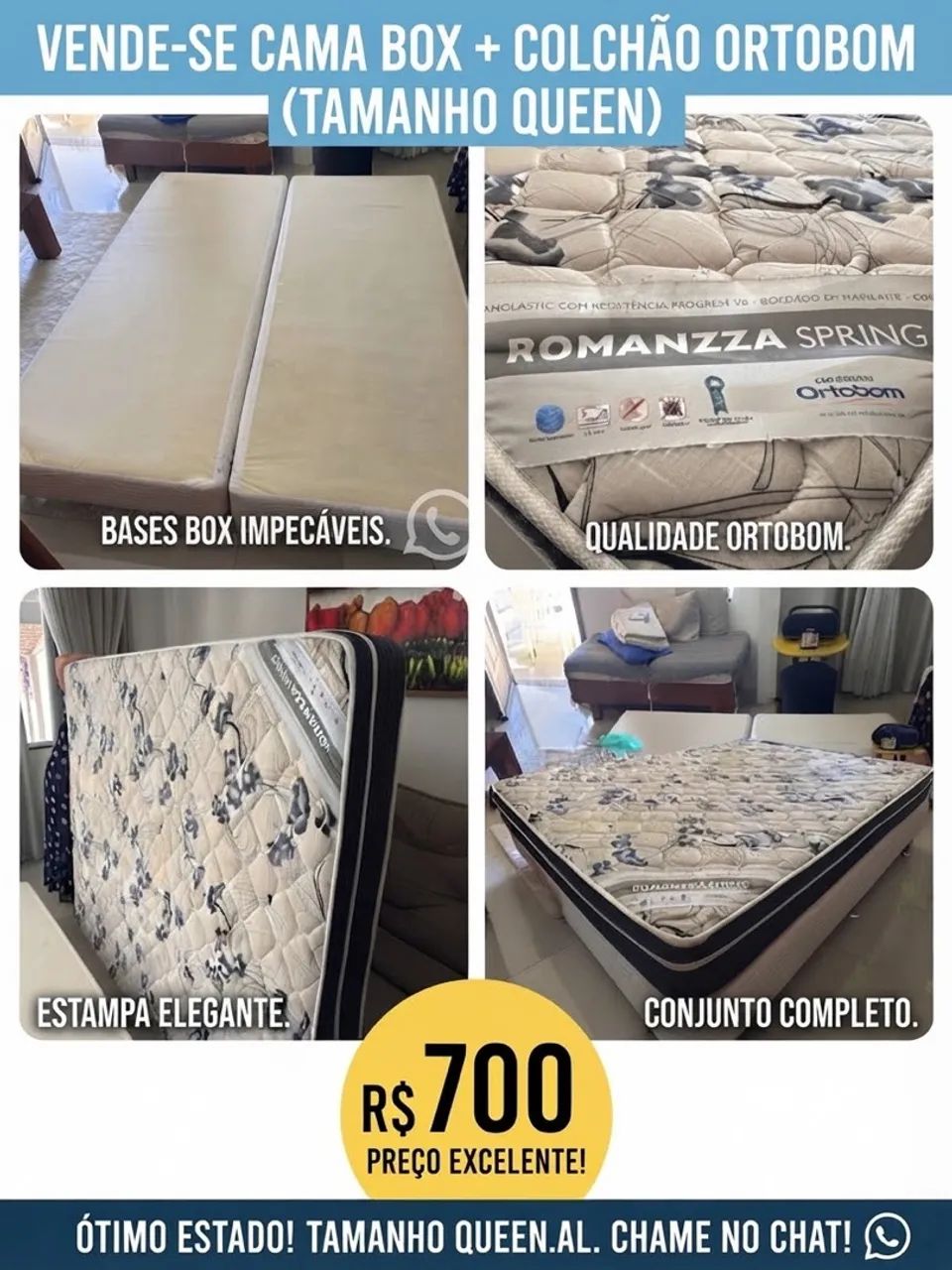 Cama QUEEN (base e colchão)