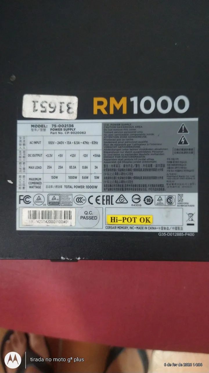 Fonte Corsair 1000watts usada "Leia anúncio"  - Foto 3