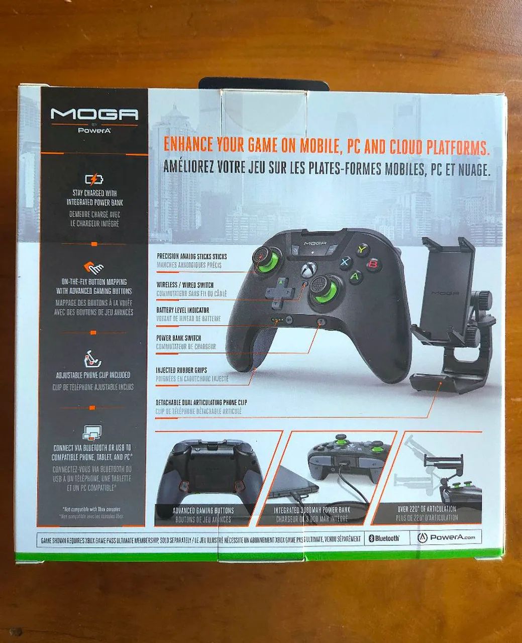 Controle Gamer Xbox Moga + CLIP Celular Sem Fio - NOVO - Peças e