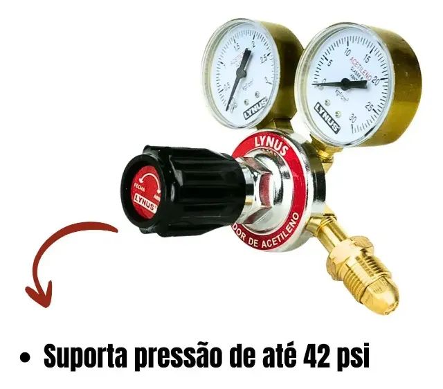 Regulador de Pressão LYNUS para Acetileno - Profissional - Foto 2
