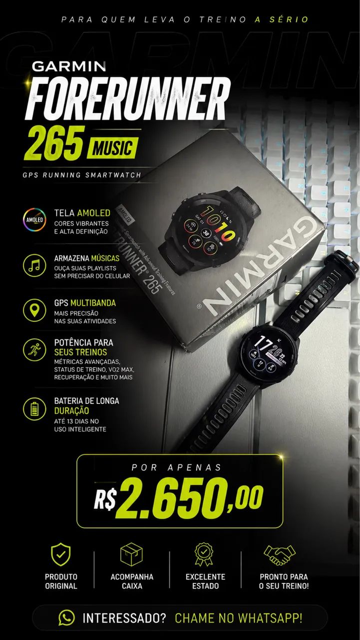 Relógio Garmin 265 music 