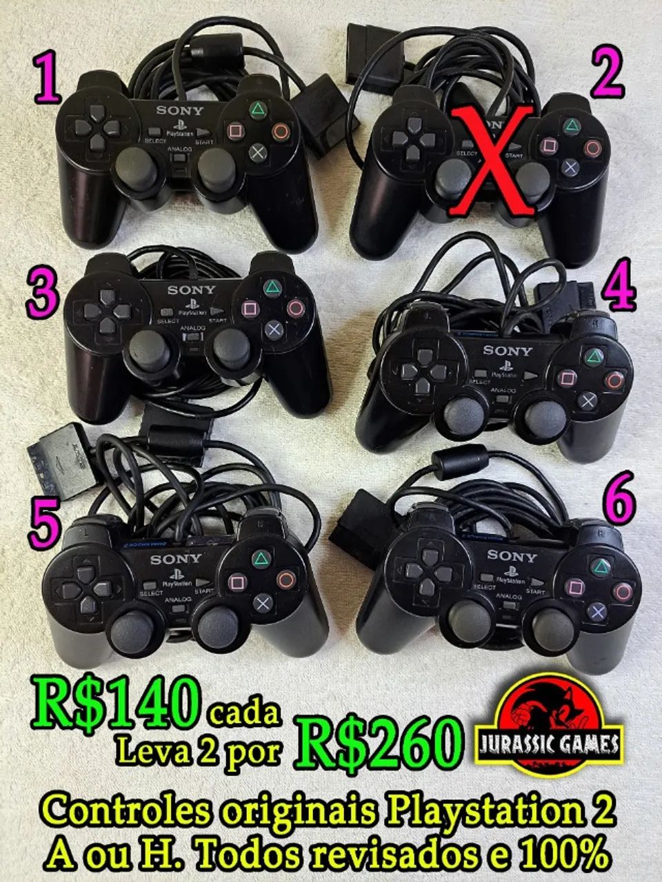 Controles Originais PS2. Dual Shock Preto. Playstation 2. Joystick Revisados 100%. Envio